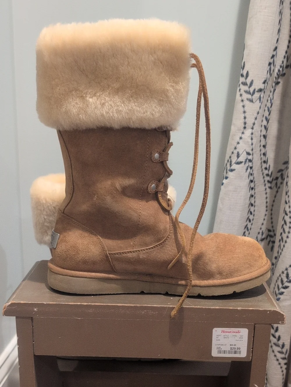 UGG Women's Montclair Chestnut Suede Shearling Lace-Up Boot